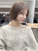 レイヤーボブ オリーブベージュ カラー 韓国 髪質改善 仙台