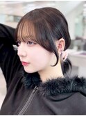 おくれ毛ミディアム韓国ヘア前髪_ba580941