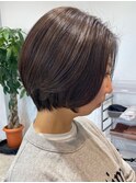 大人丸みショートボブ赤み消しイルミナカラー