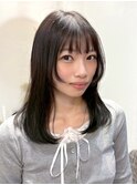 暗めカラーレイヤーミディ×シースルーバング