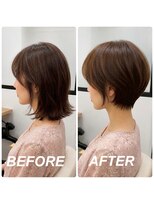 ヘアーアートシフォン 池袋西口店(Hair art chiffon)&nbsp;ダークパープル/ナチュラルショート/白髪ぼかし/縮毛矯正/池袋