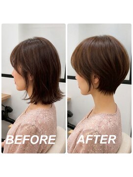 ヘアーアートシフォン 池袋西口店(Hair art chiffon) ダークパープル/ナチュラルショート/白髪ぼかし/縮毛矯正/池袋