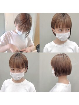 リノショアーズ 日本大通り店(RINOSHORES) 【ミニボブ＋ぱっつんバング】コンパクトボブ/ベージュカラー