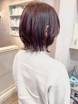 キャアリー(Caary) 福山市Caary春のピンクベージュ外ハネくびれミディ10代20代30代