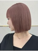 ブリーチありペールピンク×ボブ