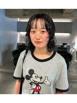 リール(rire) rireイメチェン前髪アンブレラカラーこなれミディウェーブパーマ