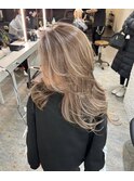ホワイトグレージュミニウルフデジタルパーマチェリーブラウン