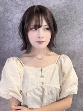 ルノン フィージュ(LUNON fieju) ダークパープルナチュラルショートミルクブラウンダウンバング