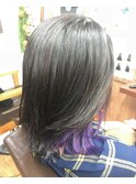 【外はねボブ】インナーカラーパープル