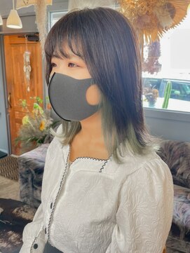 ユイマァル 倉敷店(YUIMARL) インナーカラー×エメラルドグリーン