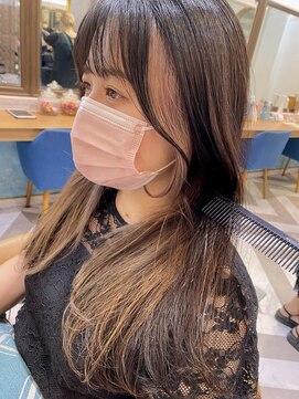 ロンドポレール 北千住(Lond polaire) 【航治郎】艶髪くびれミディ/セクションカラー/ペールベージュ