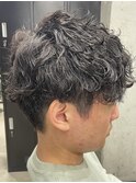 アップバング/メンズツーブロックマッシュ/束感ショート波巻き
