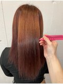ナチュラルストレートロング美髪レッドブラウン
