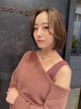 フェイバリットガーデン(favorite garden) 20代30代大人可愛いグレージュ顔まわりレイヤーボブ