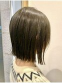 前下がりボブ/艶ボブ/切りっぱなしボブ/カーキベージュ/伏見