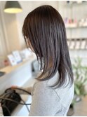 グラデーショングレージュ×セミロングレイヤー