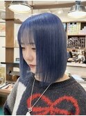 ネイビーブルー/ブリーチ/ダブルカラー/トレンドカラー/20代