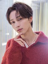 シティ(CITY) フェザーパーマブルーブラックショートセンターパートガイルヘア