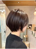 チャコールグレー/オリーブグレー/ショートボブ/前髪/札幌