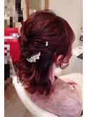 お呼ばれヘアセット大人可愛いハーフアップゆるふわ結婚式二次会
