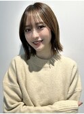 大人ミディアムボブ外はねくびれヘア前髪イメチェン髪質改善