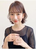 ミディアムレイヤー、外ハネボブ、グレージュ、脱白髪染め☆