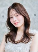 レイヤーカット韓国風ダブルカラー顔周り前髪カット