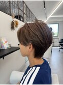 白髪染め暗髪カラー黒染め地毛風似合わせカットミニボブ