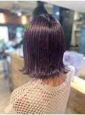 パープル×切りっぱなしボブ