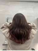 ピンクグラデーションカラー 韓国風 カシスカラー 裾カラー