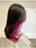 【下地　由美】インナーカラーピンク