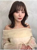 くびれミディアム　韓国　顔まわりカット　グレージュカラー