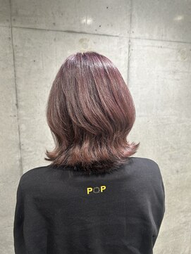 リュネッツ あざみ野店(lunettes) 【白髪ぼかし】ハイライトピンク×ウルフカット
