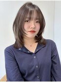 伸ばしかけミディアムレイヤー透明感グレージュ10代20代30代
