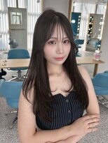 ボタン 熊本(VOTAN)&nbsp;透ける暗髪/レイヤーカット/顔まわり/韓国ヘア/熊本美容室