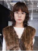 顔周りレイヤーミディアムウルフレイヤーおくれ毛_F21199