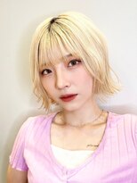 ユニックス イオンモール幕張新都心店(UNIX) ニュアンスボブ×ケアブリーチ×ブロンド×耳掛けボブ