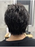 メンズ/アップバング/ツーブロックマッシュ/束感ショート/波巻き