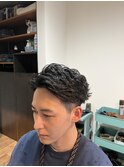 メンズツイストパーマ黒髪暗髪短髪20代30代刈り上げ