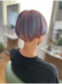 オーロラカラーのマッシュボブstyle