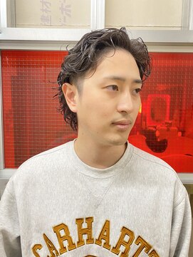 メリケンバーバーショップ トーキョー(MERICAN BARBERSHOP TYO) ハイライト/マッシュパーマ/ウルフ/アッシュブラック45