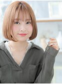 マロンブラウン韓国風切りっぱなし丸みボブh3上尾20代30代40代