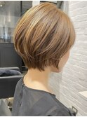 表参道髪質改善カラーハンサムショートボブアッシュブラウン40代