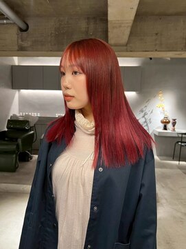 リール(rire) 丸型ホワイトグレージュミニウルフデジタルパーマチェリーブラウ