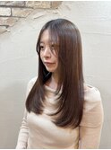 顔周りレイヤー/レイヤーカット/ ロングレイヤー/かきあげ前髪