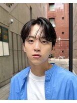 ガーデン 銀座(GARDEN)&nbsp;センターパート縮毛矯正フェザーパーマブルーブラック