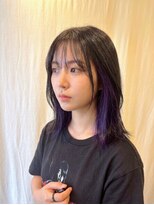 ココカラヘアー ニコ(cococara hair nico)&nbsp;インナーカラー/ブリーチ/パープル/韓国風/シースルーバング
