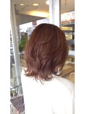 ミディアムレイヤーベージュブラウンピンク
