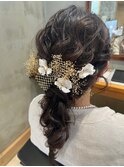 編みおろしヘアアレンジ 結婚式 二次会 成人式