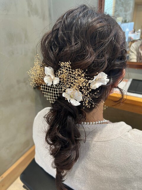 編みおろしヘアアレンジ 結婚式 二次会 成人式